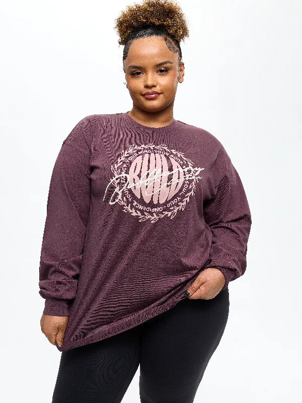 Stay Ahead In Style Build Long Sleeve Tee - Smoked Cherry