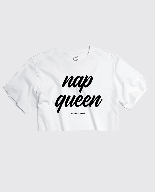 Discover Now Nap Queen - White Cropped Tee