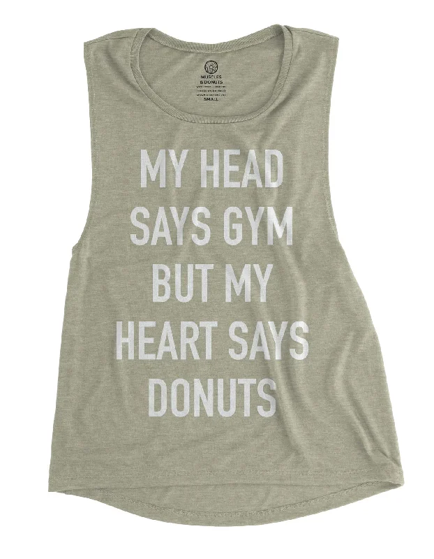 Flash Sales Gym vs. Donuts - Heather Stone Muscle Tank