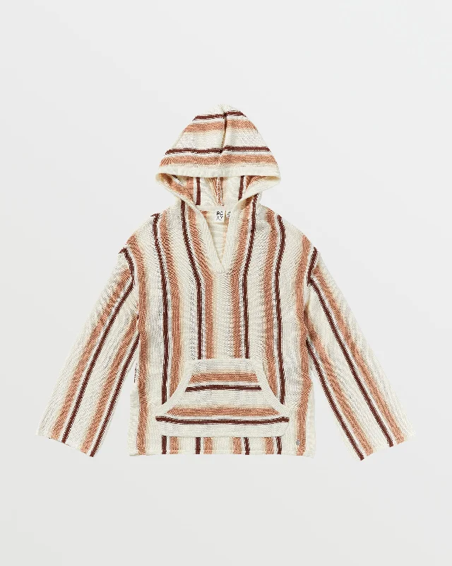 Chic Outfits Rosarito Poncho - Cafe Creme Lounge Stripe