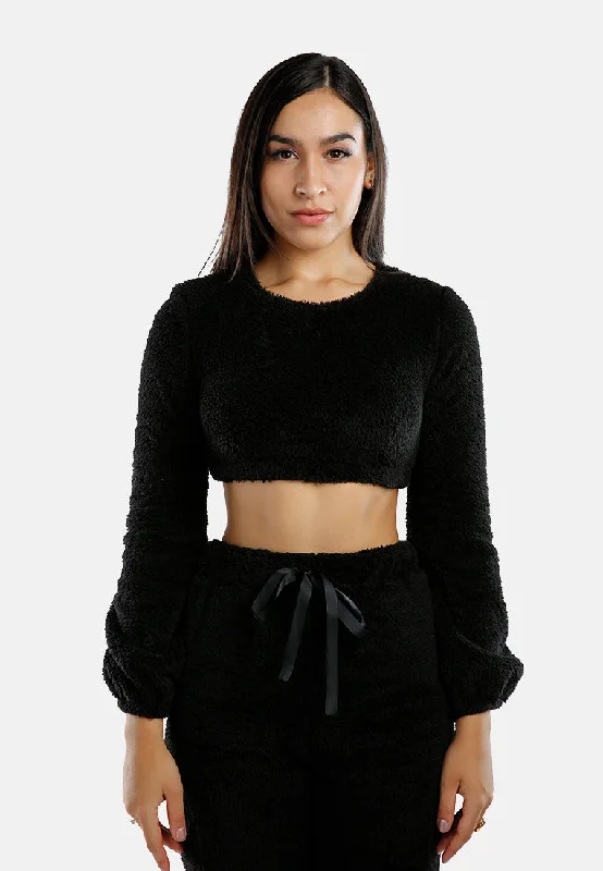 Timeless Classics Shearling Full Sleeve Crop Top