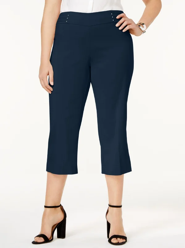 Chic Outfits Women's Plain Capri Pants,Dark Blue