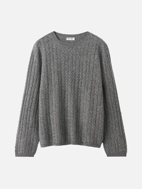 Fashion Forward Oversized Cable Knit Cashmere Sweater in Grey