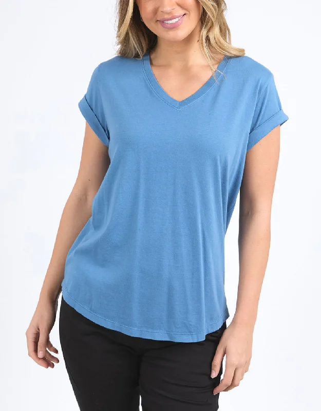 Best Online Boutiques For Women Manly Vee Tee - Coronet Blue