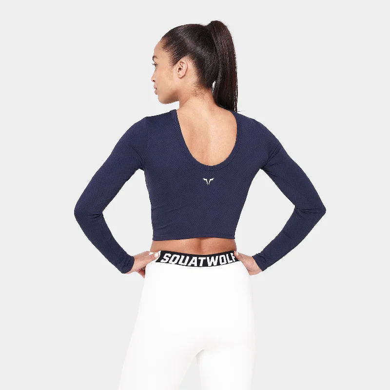 Bid Farewell To The Old Season Warrior Crop Top 3.0 - Navy & Sky Captain Print