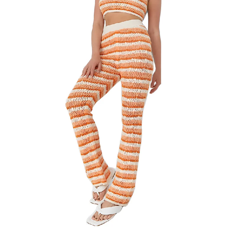 Clothes For Women Women's Crochet Striped Pant,Beige/Orange