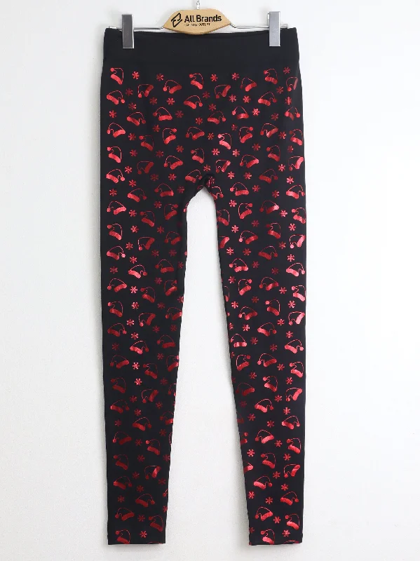 High End Fashion Women's Graphic Printed Pants,Black/Red