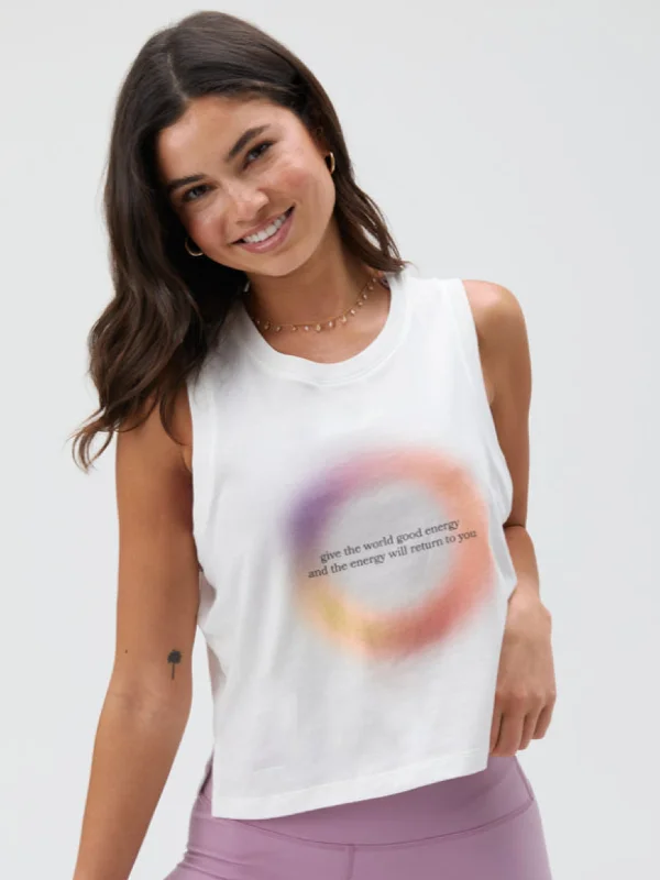 Dive Into Trendy Styles Spiritual Gangster Good Energy Box Crop Tank