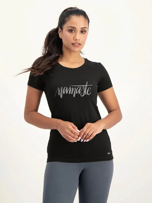 Fashionable Tops for Women Urban Goddess Namaste Core Yoga Tee - Onyx Black