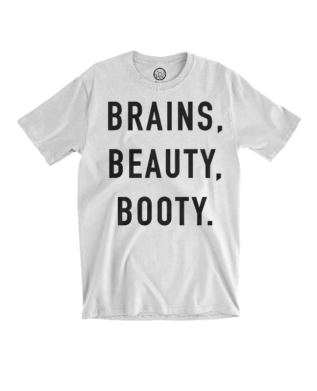 Stylish Loungewear for Women Brains & Booty - White Tee