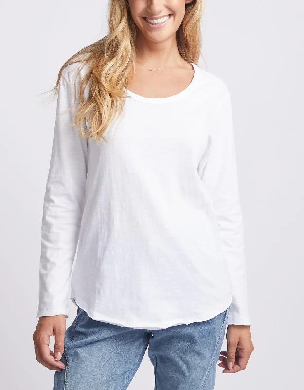 Street Style Fashion Original Round Neck Long Sleeve T-Shirt - White