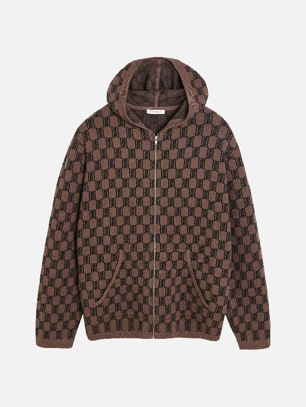 Fashion Deal Felipa Knitted Hoodie in Dark Mahogany