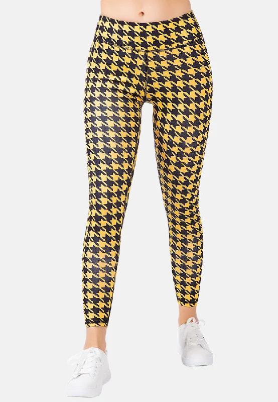 Boutique Styles High Waist Yellow Hounds Tooth Running Leggings