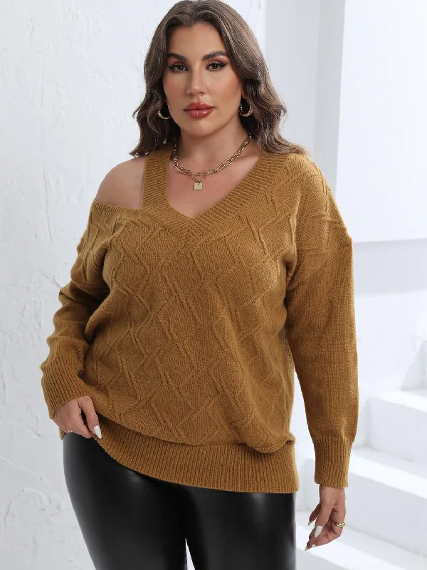 Step Ahead, Lead The Trend Plus Size Cutout V-Neck Sweater