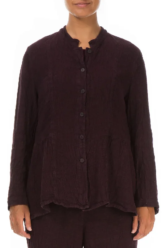 Daily Essentials Aubergine Peplum Mélange Linen Jacket