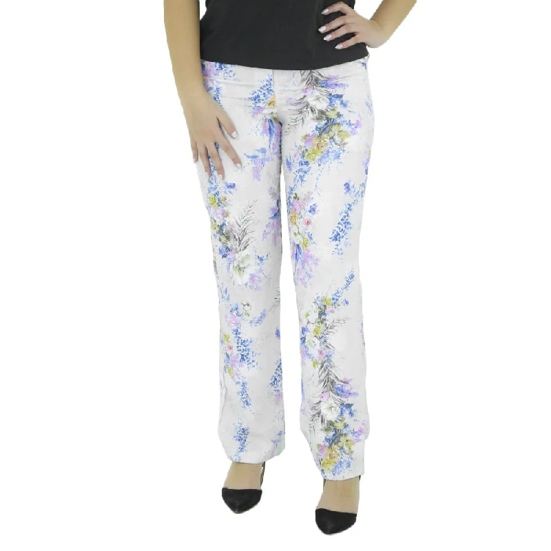 Fashion Women's Clothing Women's Floral Casual Pant,White