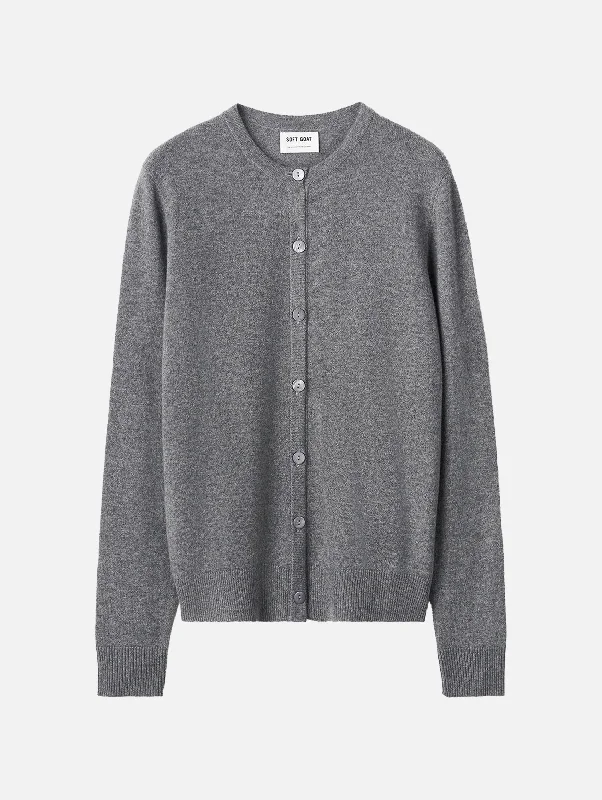 Evening Elegance Classic Cashmere Cardigan in Grey