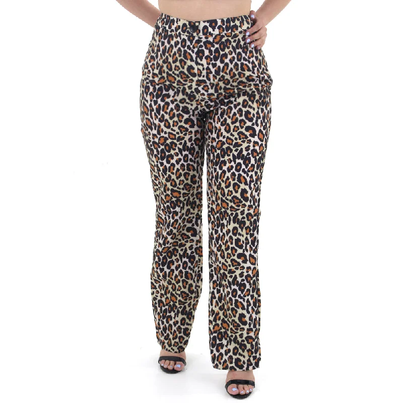 Chic Casual Style Women's Leopard Print Wide Leg Pant,Multi