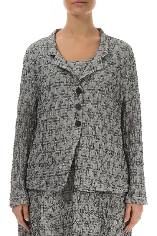 The Latest Fashion Trends Geometric Texture Grey Linen Jacket