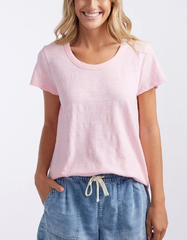 Timeless Elegance Summer Round Neck Tee - Coral Pink