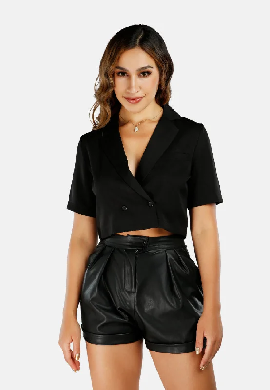 End of Season Sale Short Sleeved Cropped Blazer Jacket