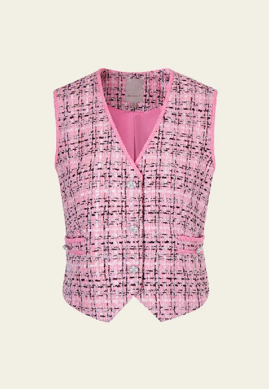 Fashion Forward Check Button Fastening Tweed Waistcoat