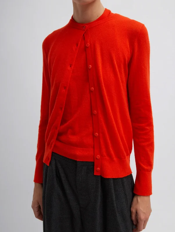 Everyday Fashion Skinlike Mercerized Wool Cardigan in Red