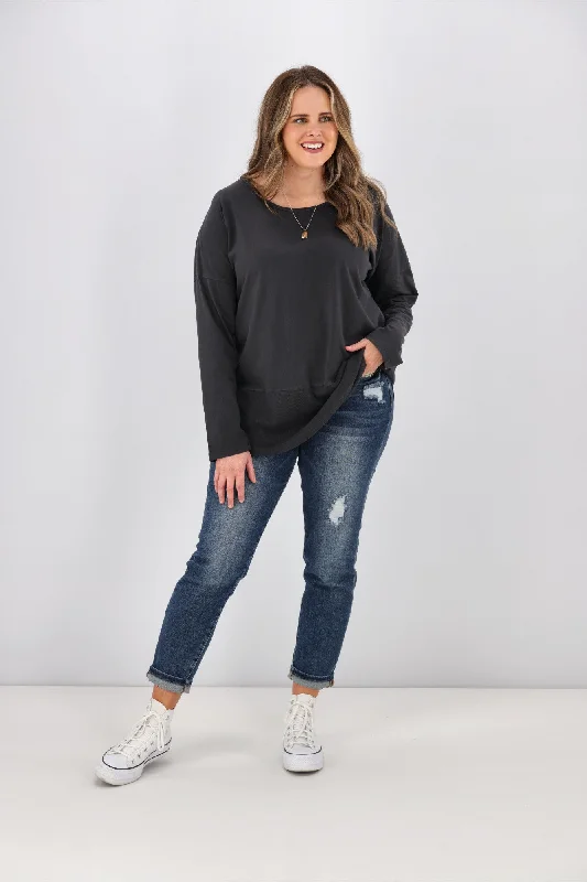 Trendy Attire For Her Elm Fundamental Rib L/S Tee Washed Black