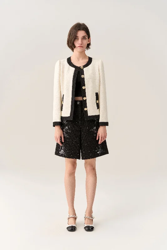 Free Spirited Fashion Classy Contrast Tweed Jacket