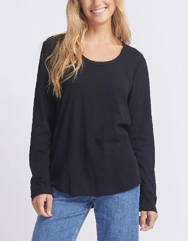 Casual Chic Clothing Original Round Neck Long Sleeve T-Shirt - Black