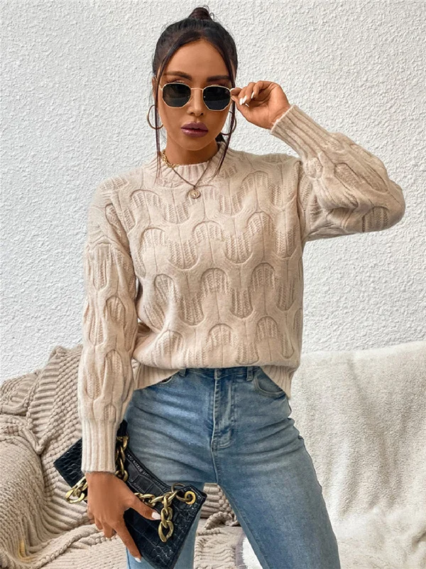 Chic Style, Always In Vogue Round Neck Long Sleeve Sweater