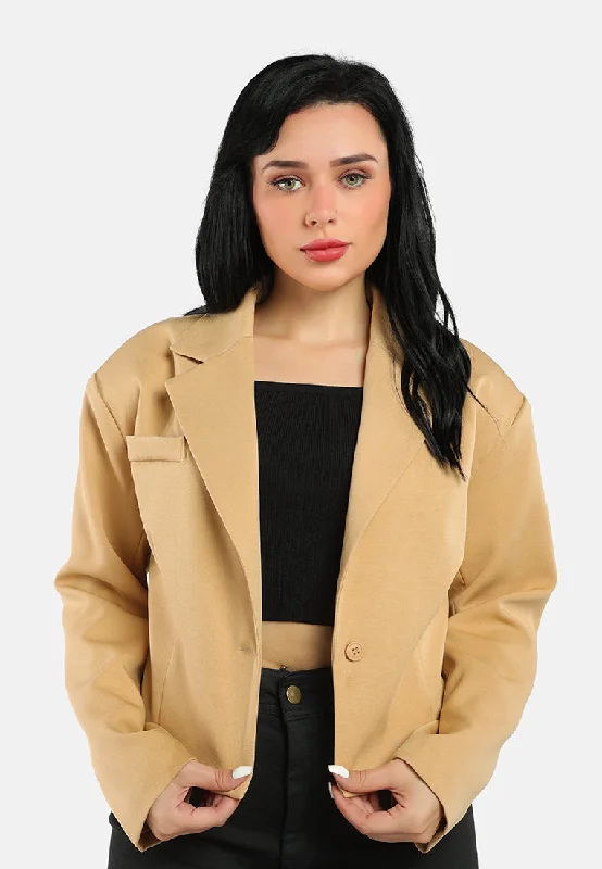 Premium Fabrics Cropped Half Oversized Blazer