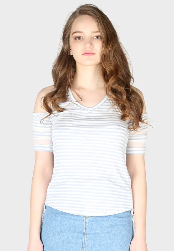 Holiday Special Offers Mariah Stripe Cold Shoulder Top