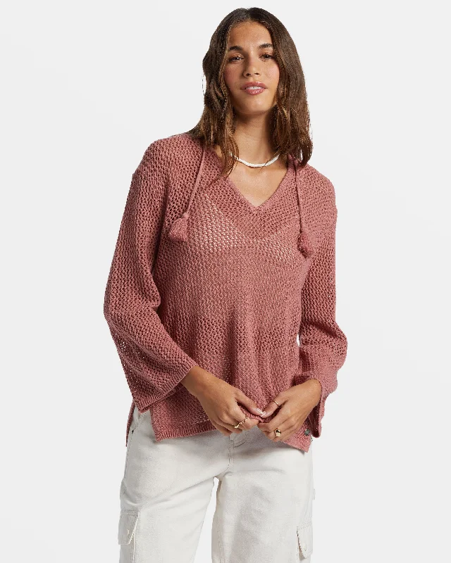 Trendy Street Style After Beach Break V-Neck Sweater - Ash Rose