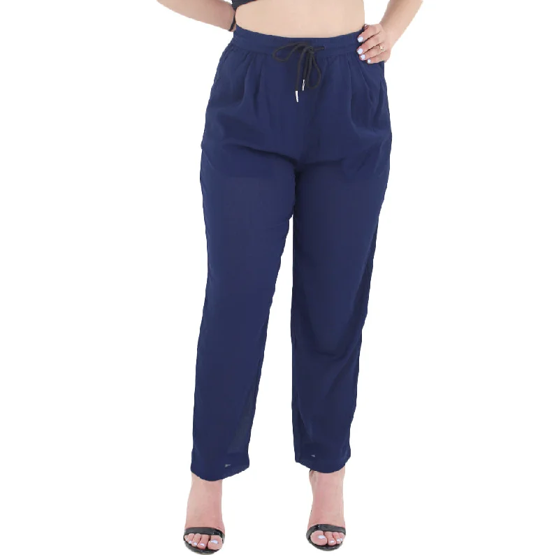 Sophisticated Style Women's Chiffon Pant,Navy