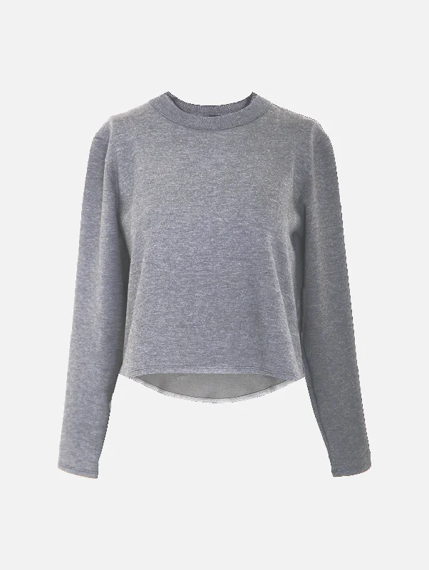 Hot Trends A-Line Double Knit Sweater in Grey Oatmeal