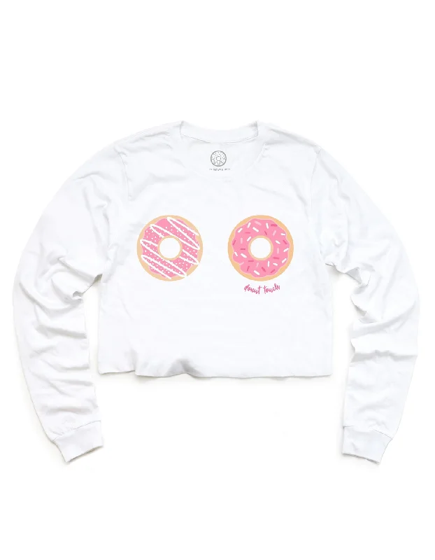 Modern Women’s Apparel DONUT TOUCH! White Cropped Long Sleeve