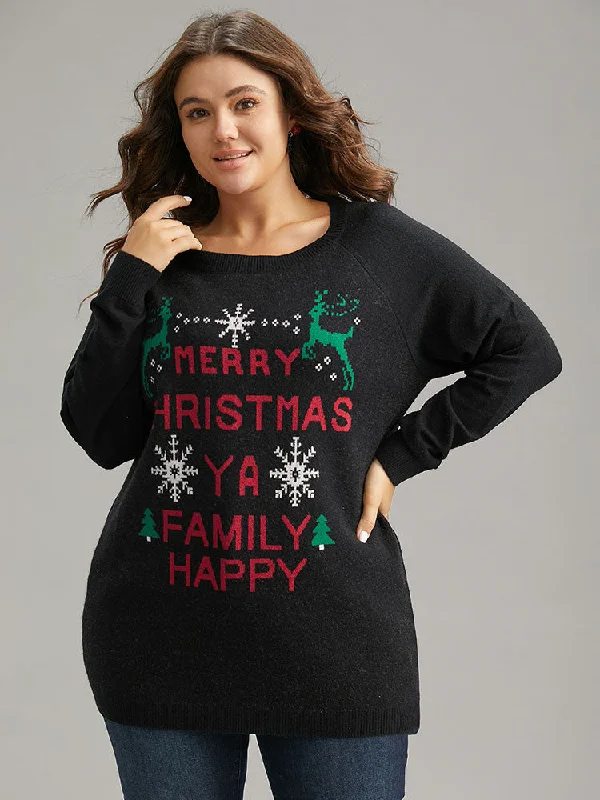 Sale Event, Prices Rock Supersoft Essentials Christmas Elk Letter Crew Neck Pullover