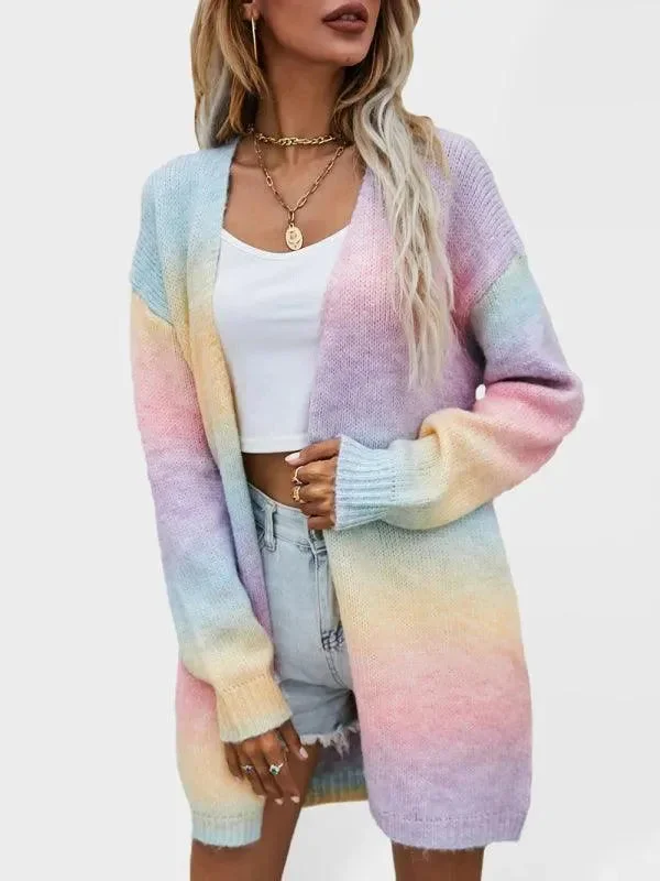 Comfort Meets Fashion Gradient Tie-Dye  Women Cardigan Sweater